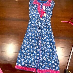 nwt j crew boho Floral Blue and Pink embroidered Dress small